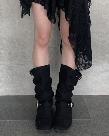 Sourcing Linen Buckle Middle Boots